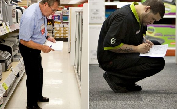 PHOTO: An employee checks