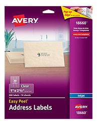 Avery Easy Peel Clear Address Labels 18660 packing Image