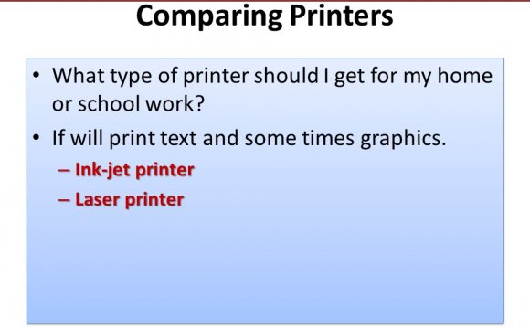 Laser printers and inkjet printers Comparison