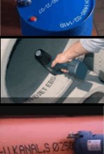 HandJet EBS250 Printing on Concrete Pipe and steel Oil Drums