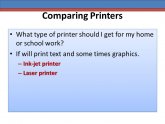 Laser printers and inkjet printers Comparison